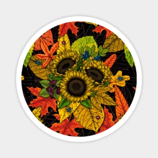 Autumn bouquet on black Magnet